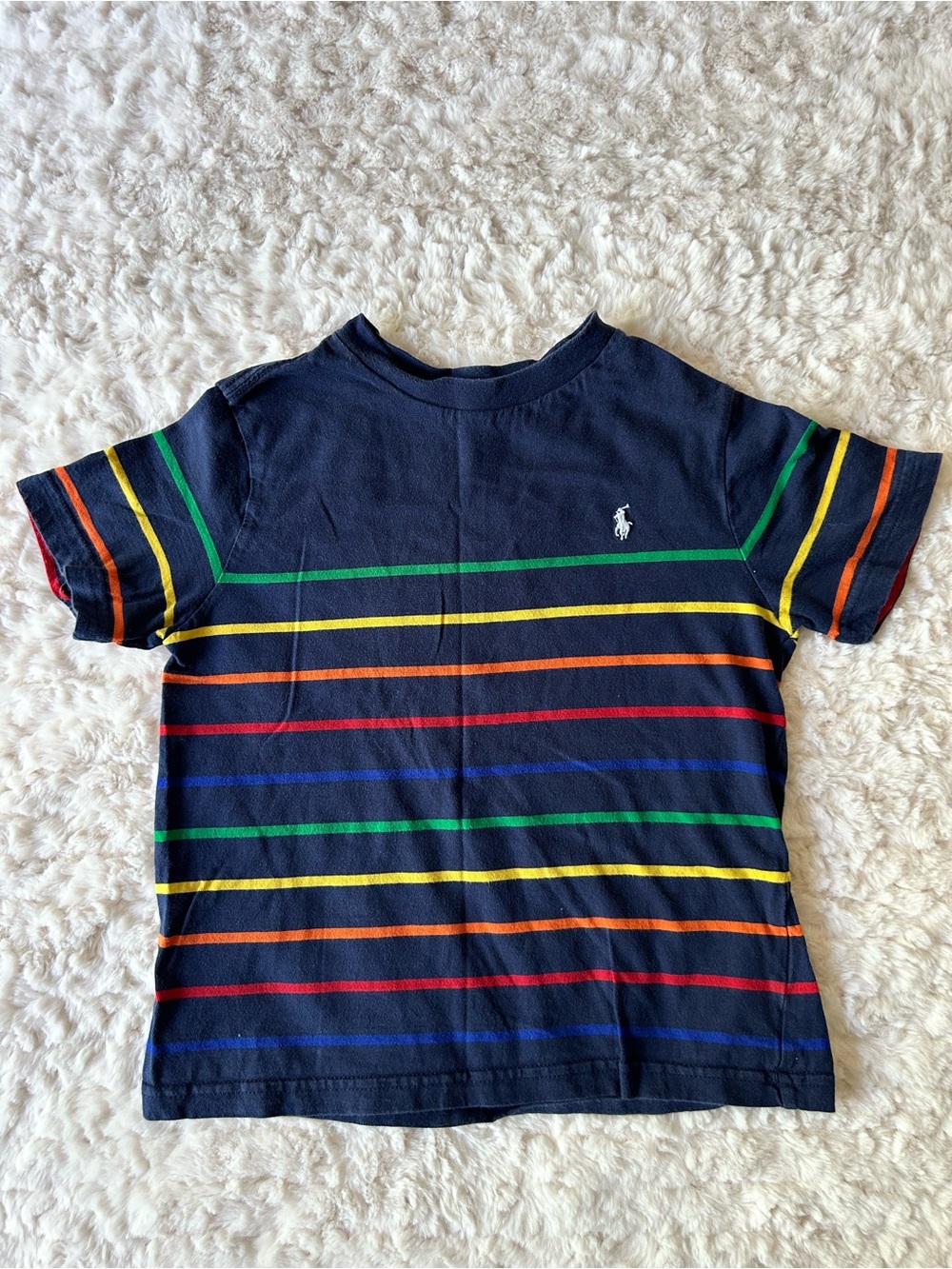 Polo by Ralph Lauren Navy Tee with Multicolor Stripes